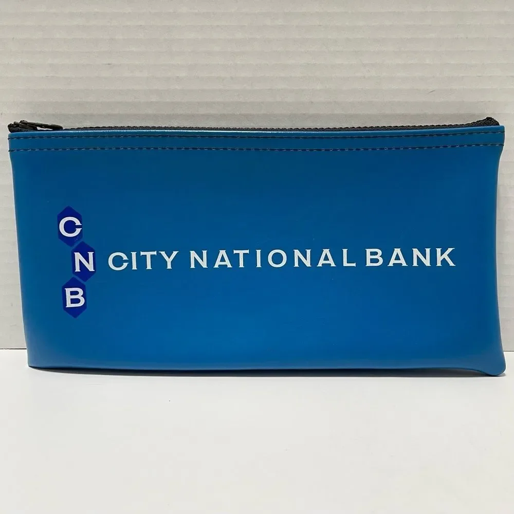 City National Bank Bank Deposit Bag CNB Miami Florida Blue Zip Close Vintage